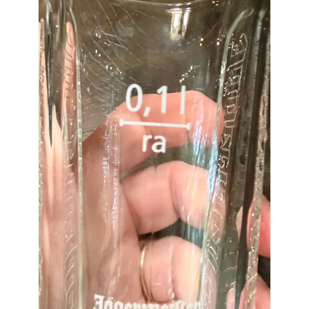 Jagermeister Tall Embossed Shot Glass 0.1L Stag Logo Bottom Clear Barware